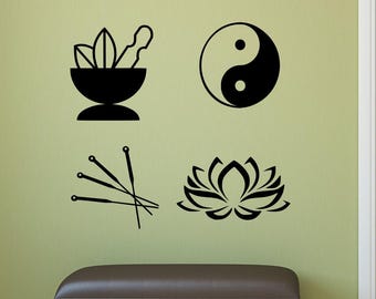 Acupuncturist decals, acupuncture wall art, chinese medicine decor, acupuncture decals