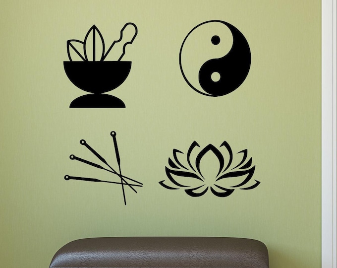 Acupuncturist decals, acupuncture wall art, chinese medicine decor, acupuncture decals