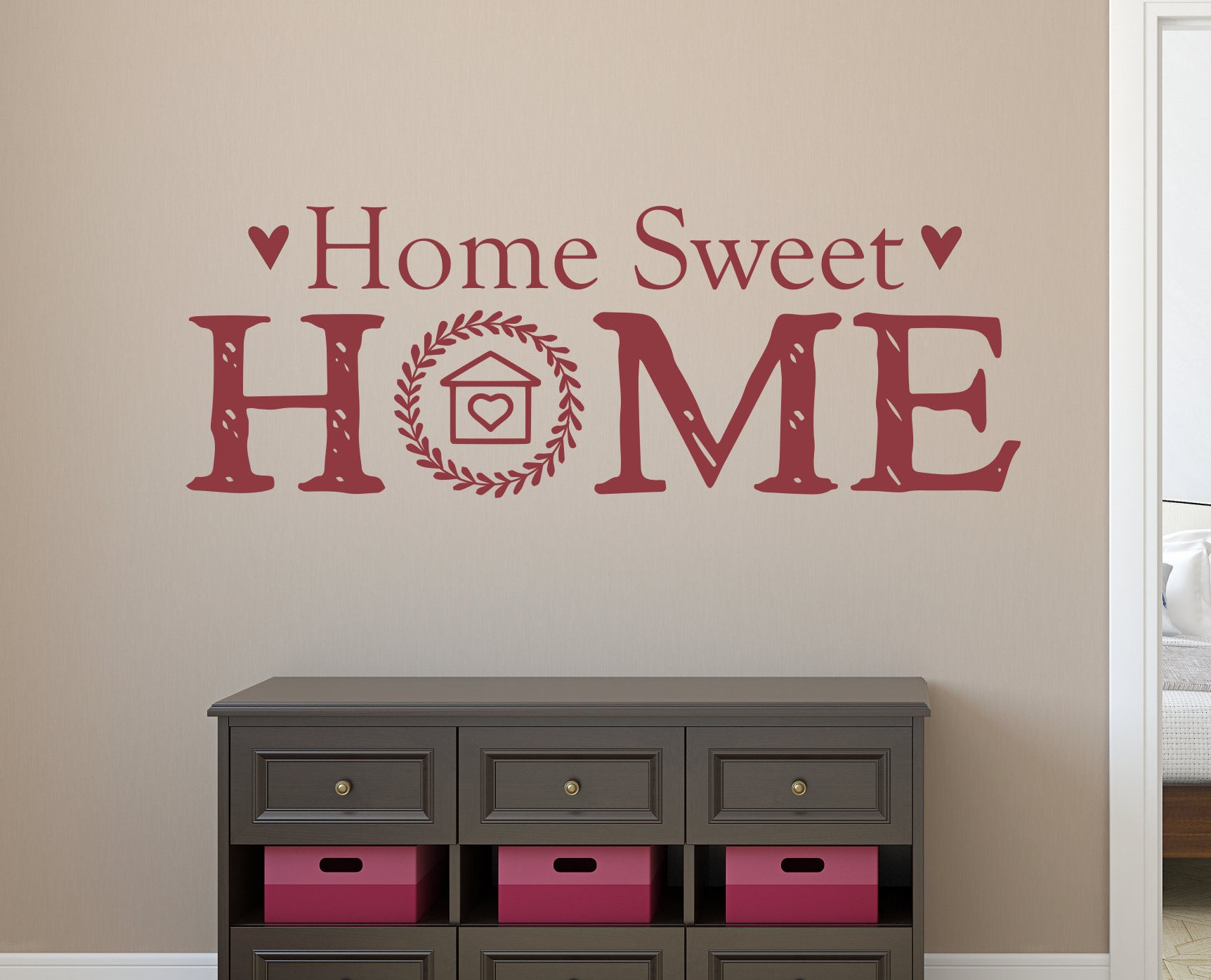 Home Sweet Home Decal Laurel Wreath Home Decor Wall Decal Vinyl