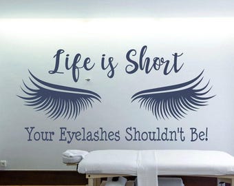 Eyelash extension decal, eyelash decor, eyelash art // Beauty salon decal, lashes decal