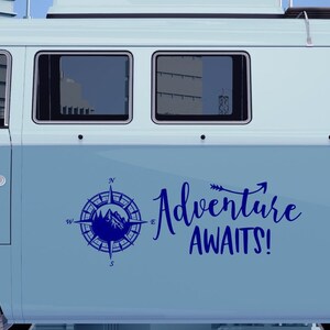Compass Rv Decal With Mountains - Adventure Awaits Camper Decor Vinyl ...
