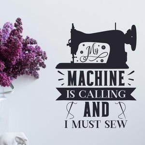 Calcomanía de pared de máquina de coser: decoración para la habitación de manualidades