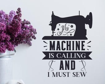Sewing Machine Wall Decal: Craft Room Decor