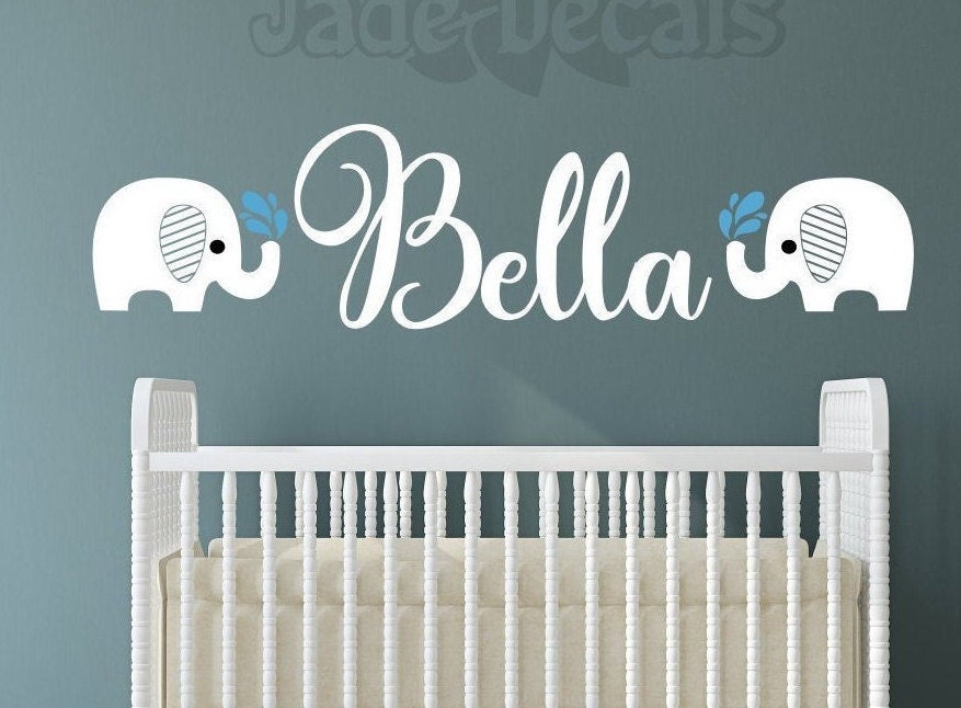 Baby Elephant Decal Nursery Name Wall Decal Elephant Wall