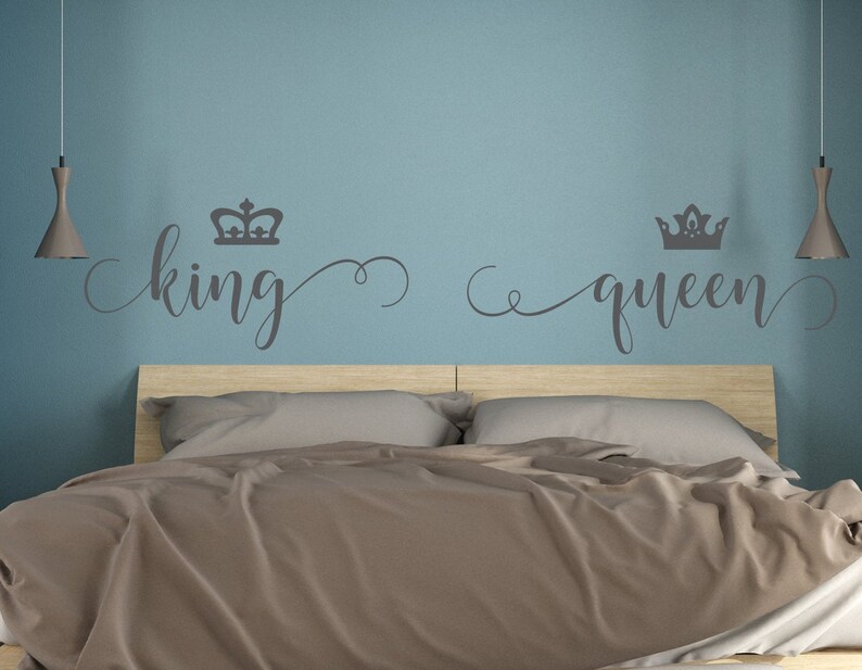 King and Queen Wall Decals Headboard Decal King Decal Queen Etsy