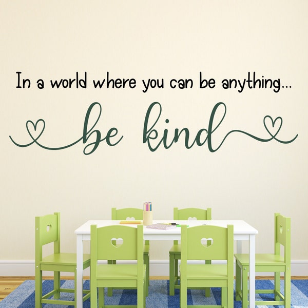 In a world, teacher decal, classroom decor, vinyl wall decal, classroom wall decal, growth mindset, teacher door, be kind, you be anything