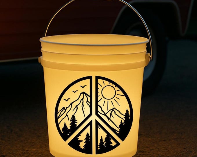 Peace sign for camper RV motorhome- Mountain and trees decal gift for hippies and nature lovers
