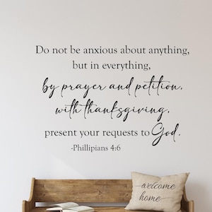 Filipenses 4:6 - Calcomanía de pared con las Escrituras, decoración cristiana para el hogar
