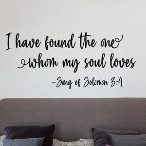 Song of Solomon I Have Found The One Wall Decal: Romantic Master Bedroom Art