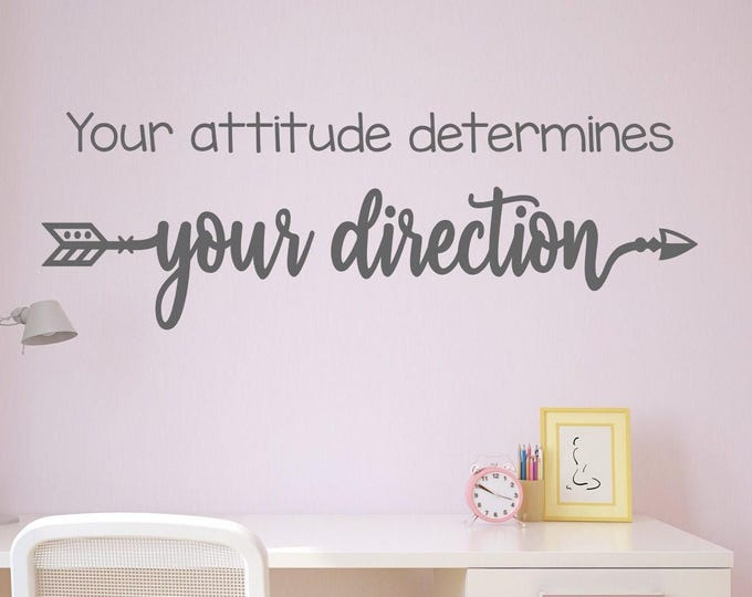 Inspirational boho decal- Your attitude determines your direction, inspirational wall art, positive attitude decor, inspiring office decor