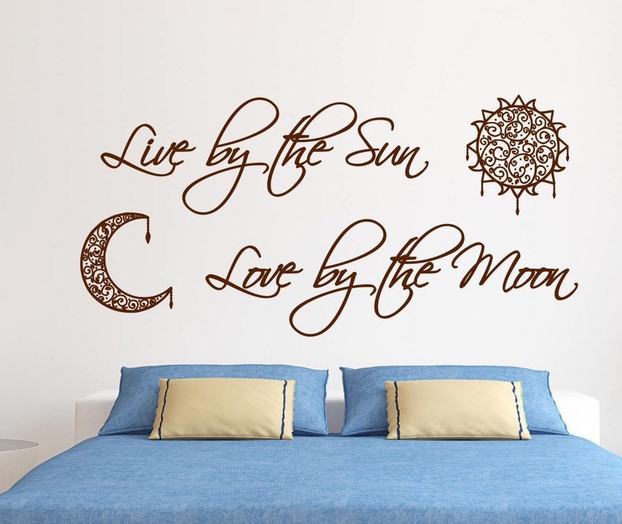 sun and moon wall decal, Romantic wall art// Live by the sun, love by the moon // Master bedroom decal, sun moon wall decal sun and moon wall decal, Romantic wall art// Live by the sun, love by the moon // Master bedroom decal, sun moon wall decal