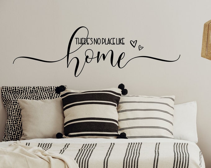 There's no place like home farmhouse wall art decal // home sweet home wall decal