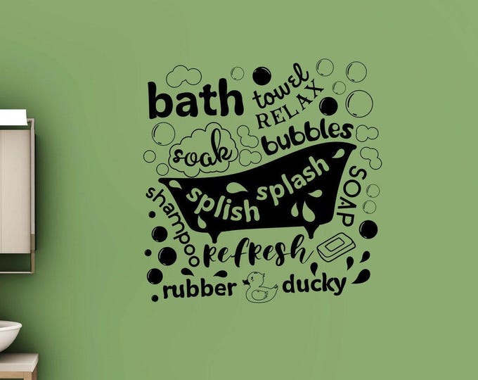 Kids Bathroom wall decor, Bathroom decal, bathroom wall decal, bath decal, bath decor, bubble bath, splish splash, kids bathroom decor