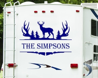 Hunting rv decal, deer hunter gift, hunting gift, camper decal, hunting art, hunter art, rv door decal, camping decor