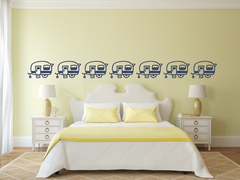 Vintage Camper Border Wall Decals Happy Camper Rv Decal Etsy