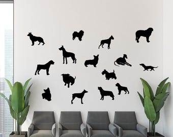 Dog silhouette decals// dog wall decals, veterinarian decal