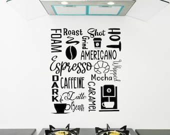 Coffee shop wall art vinyl decal Espresso subway art wall decor, coffee wall decal, kitchen wall decal,