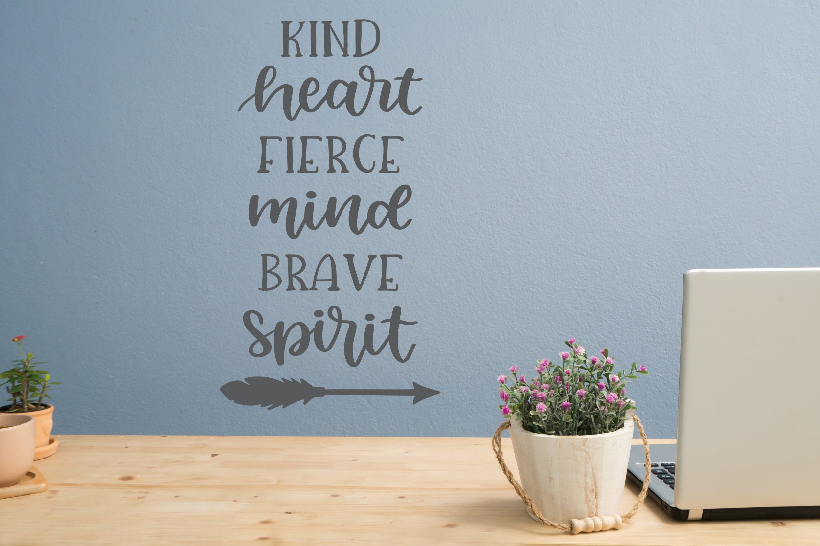 Girls room wall art, Kind heart, fierce mind, brave spirit, wall decal,  motivational decal, inspirational gift, motivational quote