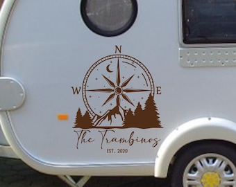 Compass rv decal, personalized with last name and est date / camper decal, motorhome decal, personalized decal, rv gifts