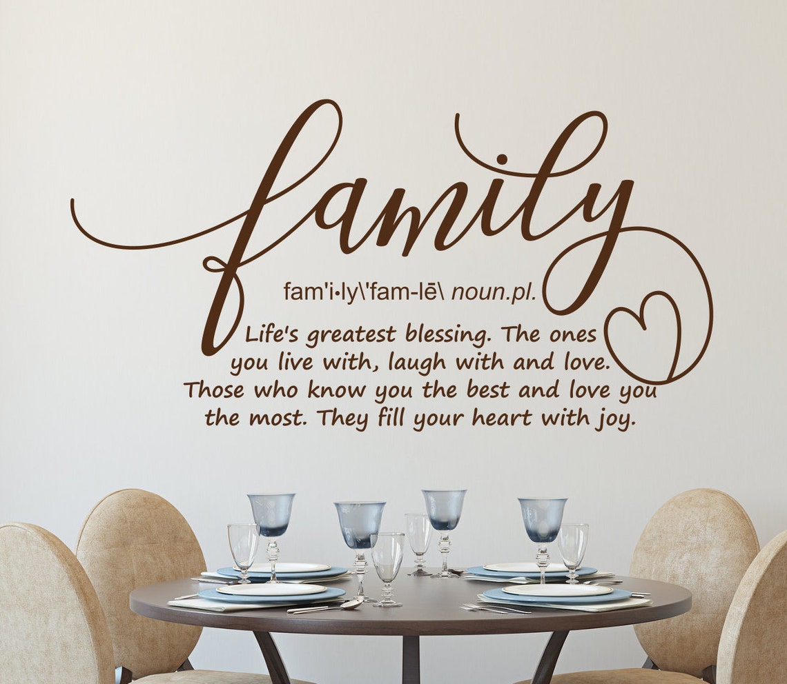 Family Definition Wall Decal Family Wall Art Family Sign Etsy