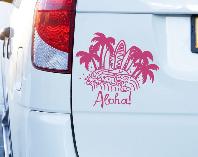 Aloha bumper sticker, Aloha Sticker, Laptop Decal, Hawaii decal, surfer decal,