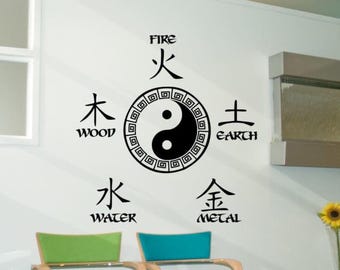 Five Elements decal with yin yang symbol// Chinese medicine