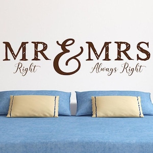 Mr & Mrs Bedroom Wall Decal: Romantic Couples Art