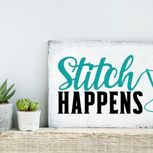 Stitch Happens Sewing Room Wall Decal: Craft Room Decor image 2
