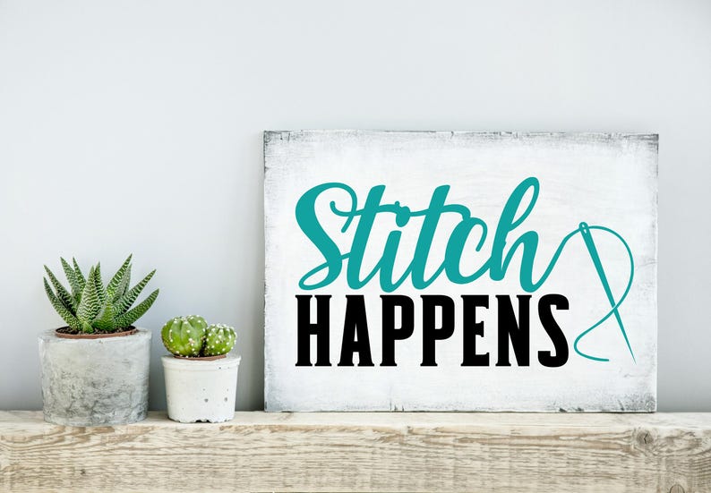 Stitch Happens Sewing Room Wall Decal: Craft Room Decor image 2