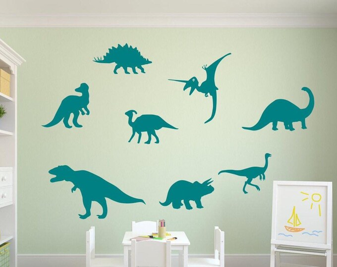 Dinosaur wall decals, dino decals, kids room decals, dinosaur wall decor, dinosaur wall art,
