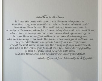 Man in the arena, large wall decal, Theodore Roosevelt quote, inspirational quote, office wall decal, success wall art,