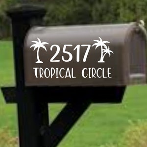 Palm Tree Mailbox decal, address decal, mailbox numbers, mailbox stickers, mailbox lettering, mailbox design