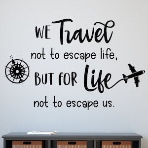 Travel Wall Decal: Adventure Awaits - Airplane & Compass Decor