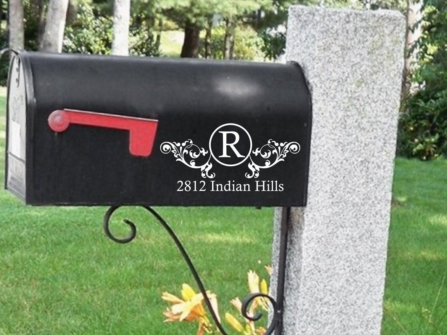 Monogram address mailbox decal sticker mailbox numbers personalized mailbox