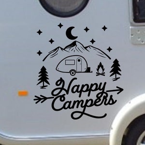 Happy Campers custom rv decal, personalized decal, motorhome decal, rv gifts, camper decal, vinyl decals, rv decor