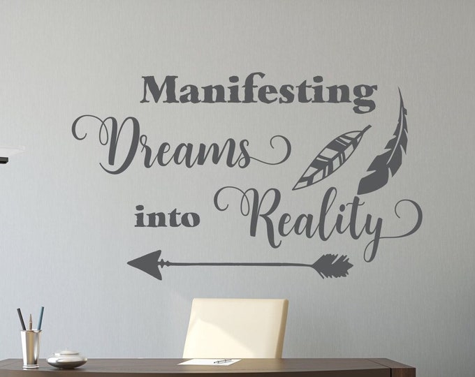 manifest your dreams wall decal, manifestation art, ask believe receive