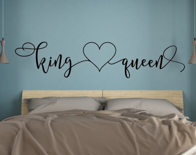 King and queen decal // master bedroom decal // headboard decal, her king his queen