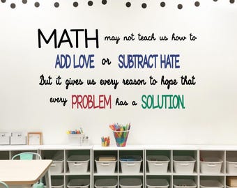 Math Vinyl Decals, Classroom Inspirational Quote Art | Wall Sticker | School wall art