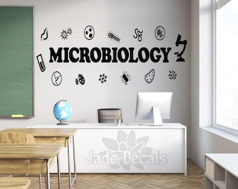 Biology Wall Decal. Microbiology decor, Science Classroom Decor, Microscope Agar Art, Multiple Colors, Many Sizes