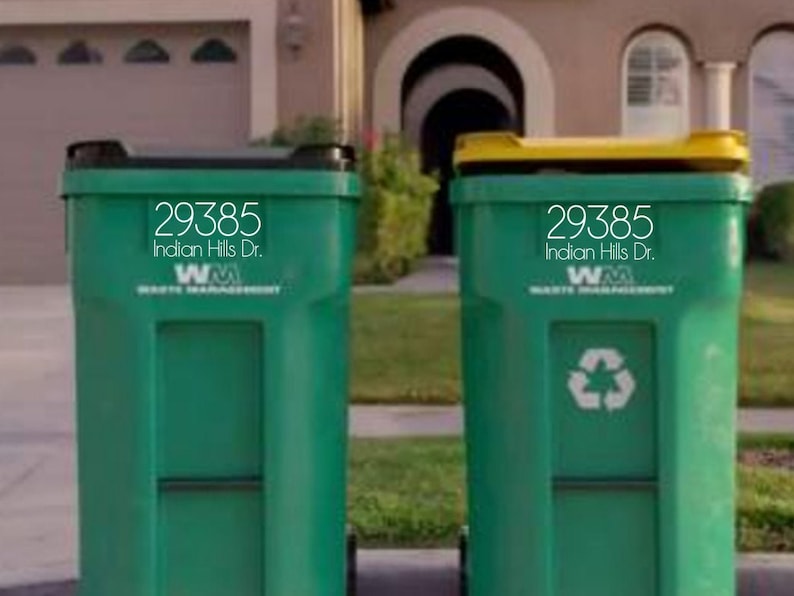 Address Decal for Trash Can Garbage Can Decal Address Number Etsy