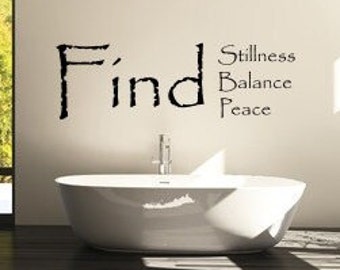 Yoga studio wall decal, Find stillness find balance find peace decal // yoga studio decor