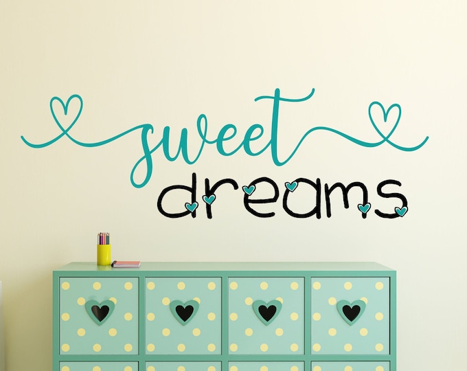 Sweet Dreams Girl's Nursery Wall Decal, Girls Bedroom Decal, Baby Girls Wall Decor