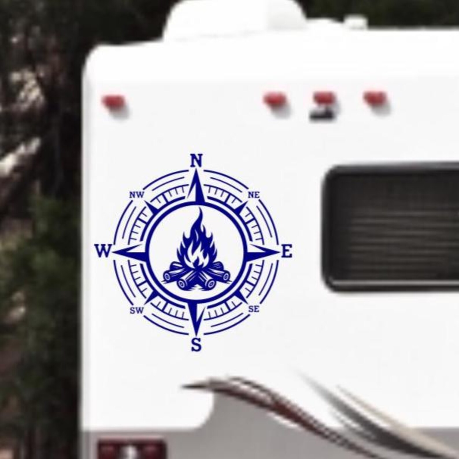 Compass Rv Symbol RV Compass Decal: Campfire Scene for Camper Door & Tire Cover - Etsy
