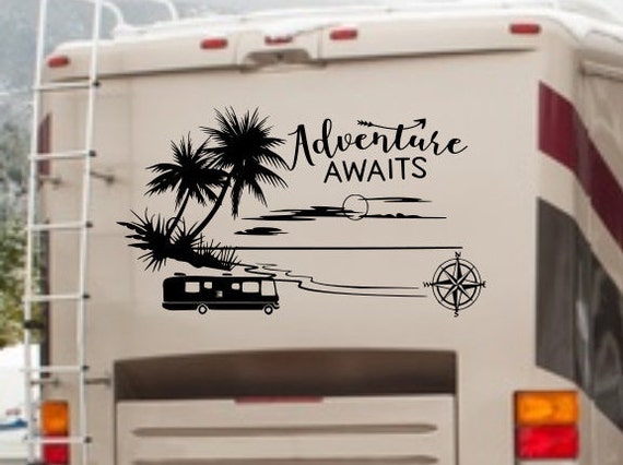 Adventure Awaits rv camper decal fifth wheel decal vinyl rv | Etsy