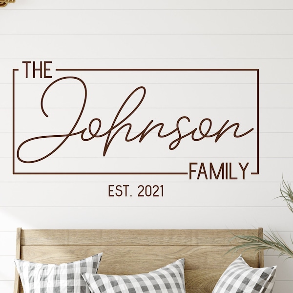 Last name wall decal, established date, last name decal, entryway decor, last name sign, personalized name, wall art, custom name decal