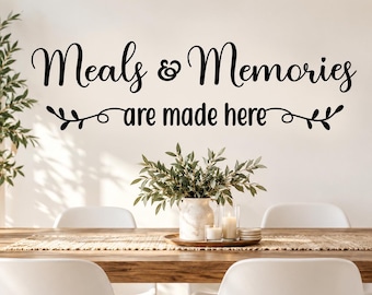 Meals and Memories, Farmhouse Kitchen Wall Decal | Adhesive Vinyl | Multiple Sizes, Dining Accent