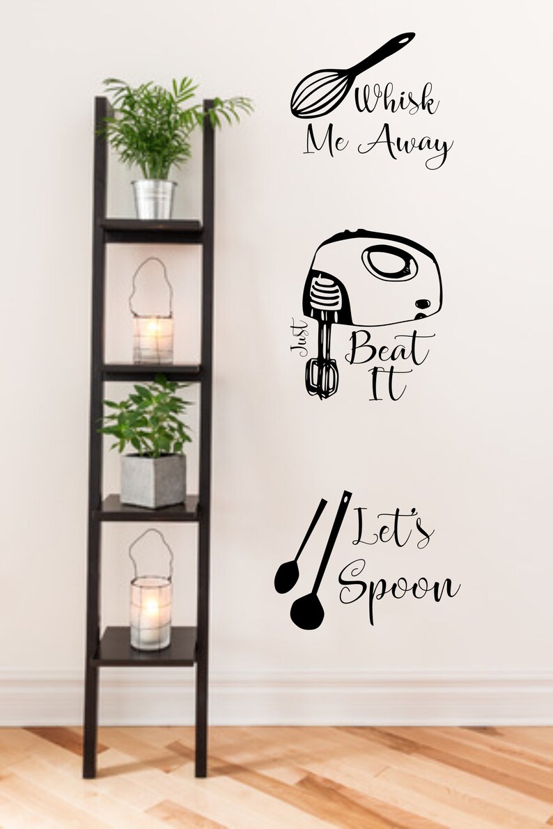 Kitchen Wall Decals Kitchen Utensil Art Lets Spoon Decal Etsy