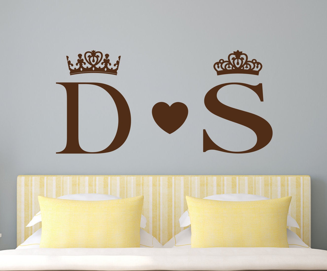 King and Queen wall decals, bedroom wall art, his and hers couples wall...