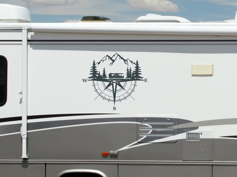 Compass Rv Symbol Mountain Compass RV Decal: Custom Camper Motorhome Decor - Etsy