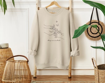 Sudadera de línea fina de maternidad, sudadera Stay Connected, sudadera gráfica de madre e hijo, sudadera de maternidad dulce